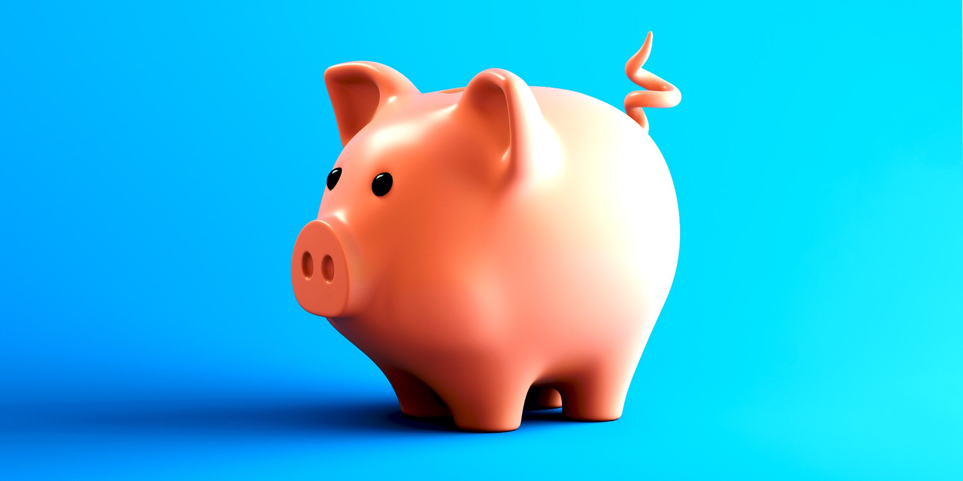 blue background with a piggy bank